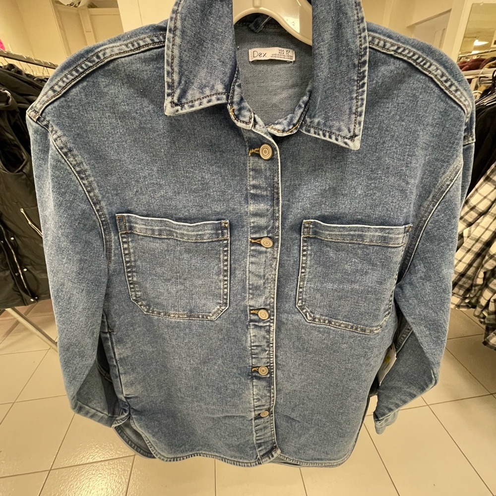 DEX Light Wash Denim Button-Up Shirt Jacket
